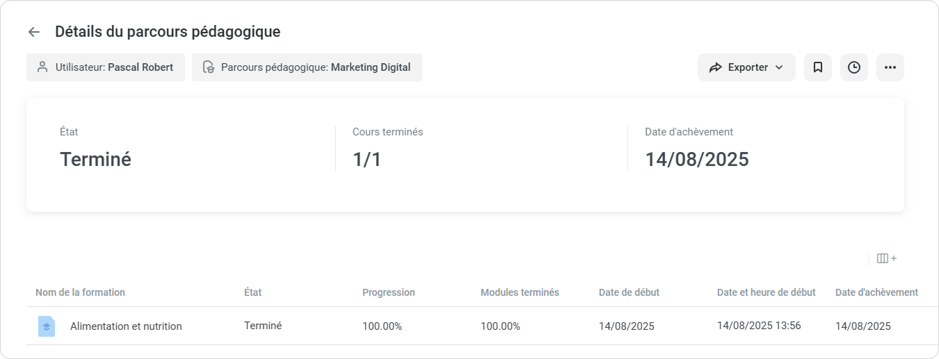 Des parcours d’apprentissage dans iSpring LMS Des parcours d’apprentissage sont utilisés pour la gestion de la formation en entreprise