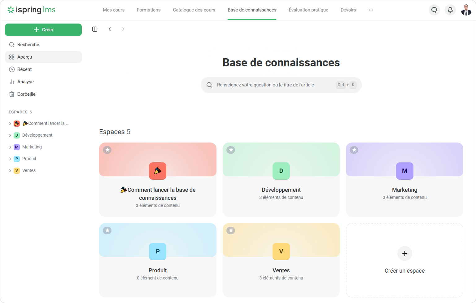 La base de connaissances dans iSpring LMS La base de connaissances d'iSpring LMS