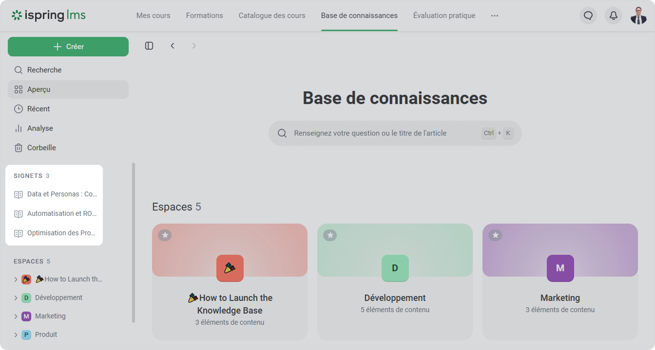 Les signets Les signets dans la base de connaissances