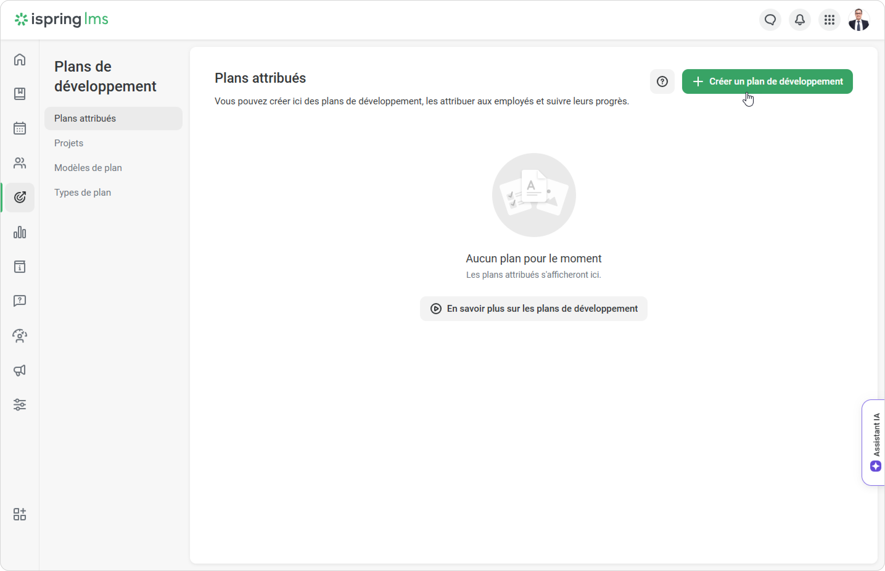 La création d'un plan de développement dans iSpring LMS Créer un plan de développement des compétences