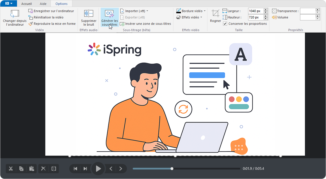 iSpring Cam Pro Générer les sous-titres pour des vidéos explicatives
