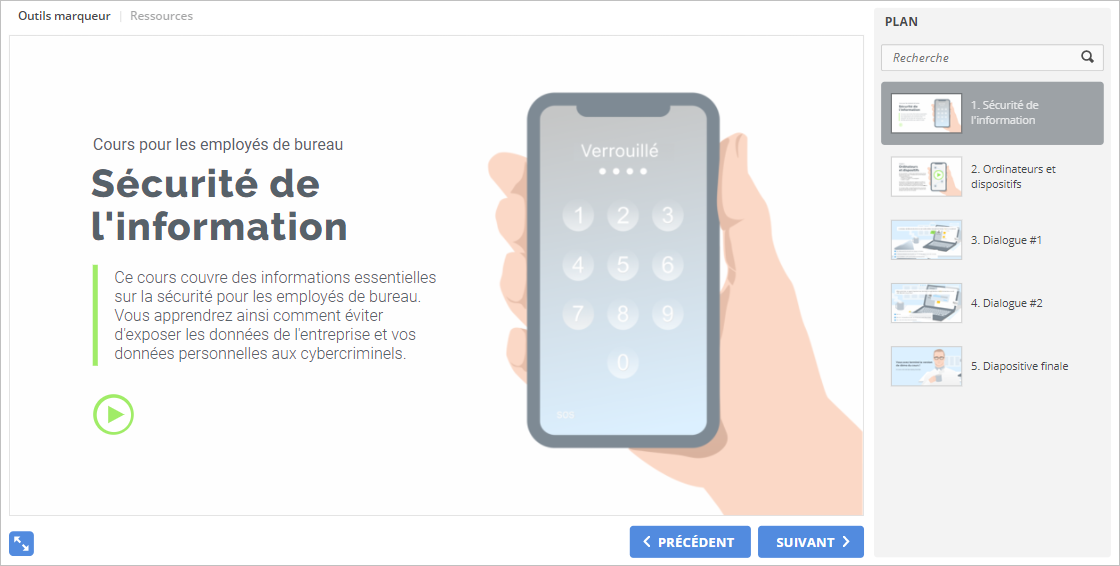 Le lecteur d’iSpring Suite Le lecteur pour l’évaluation d'une formation par les participants