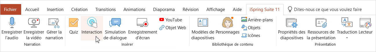 Cliquer sur Interaction Cliquer sur Interaction pour améliorer l'expérience de Microsoft Copilot dans PowerPoint
