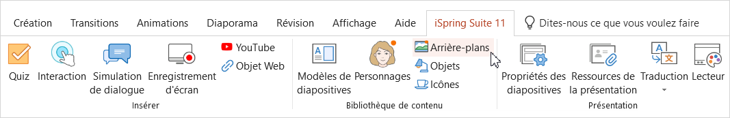 Les fonds PowerPoint professionnels dans le menu