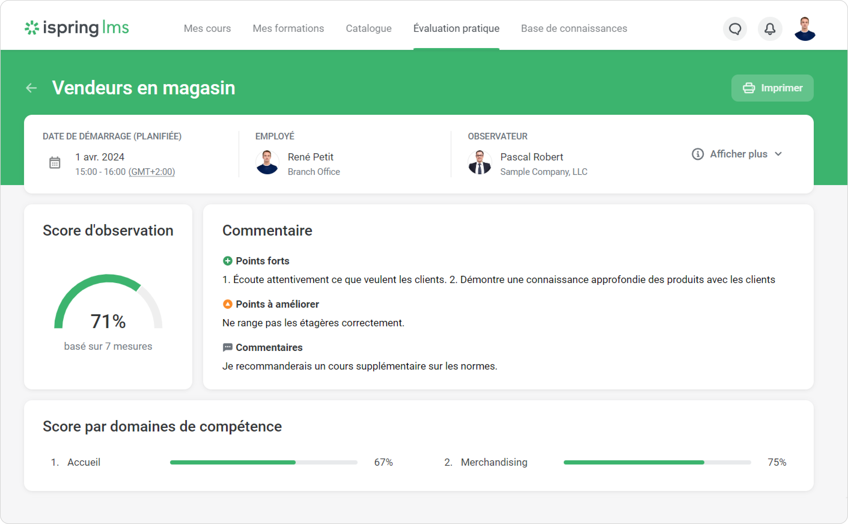 Le mentorat et l’OJT dans iSpring LMS L'évaluation pratique est l’un des étapes de processus d’onboarding RH en entreprise
