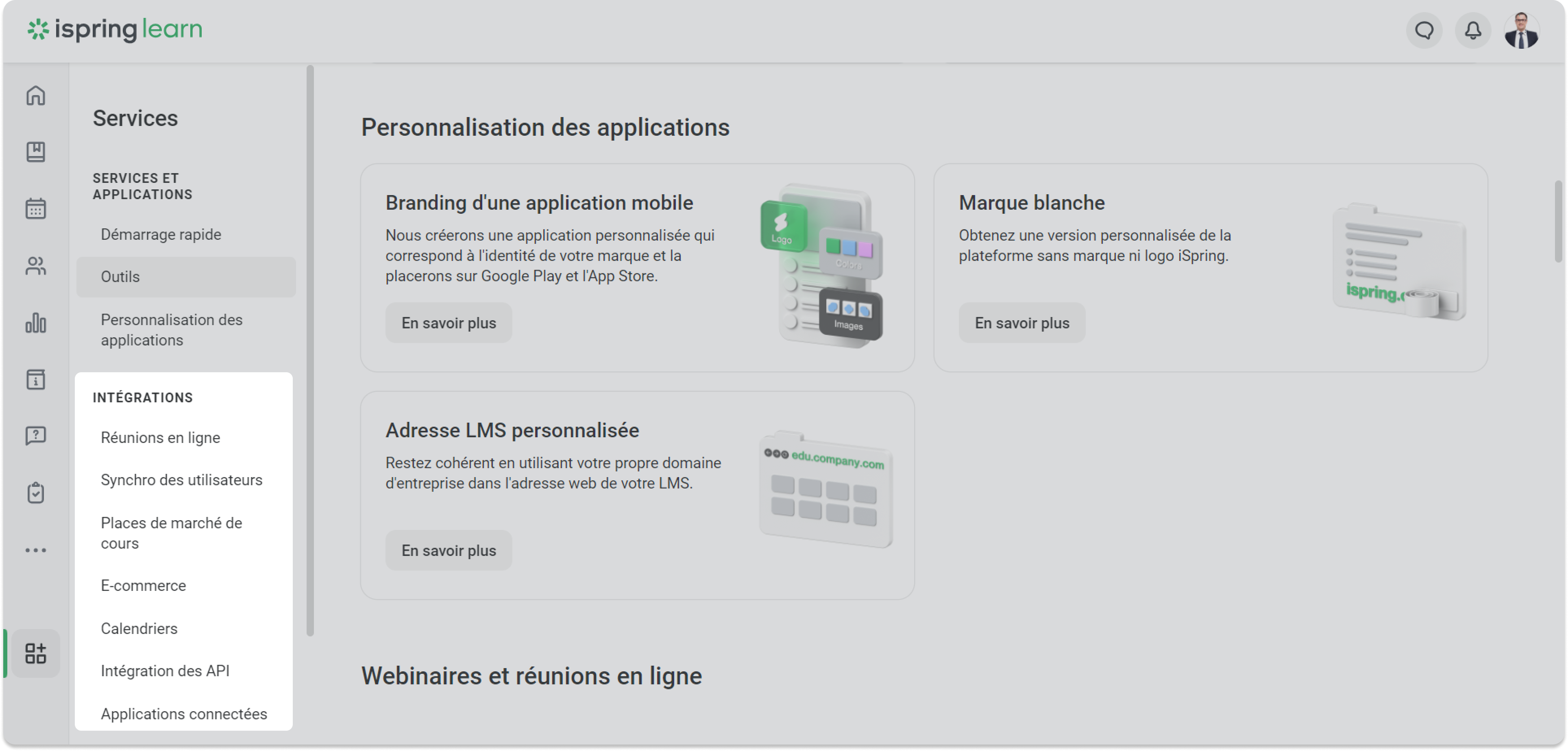 Intégrations dans le logiciel pour organisme de formation