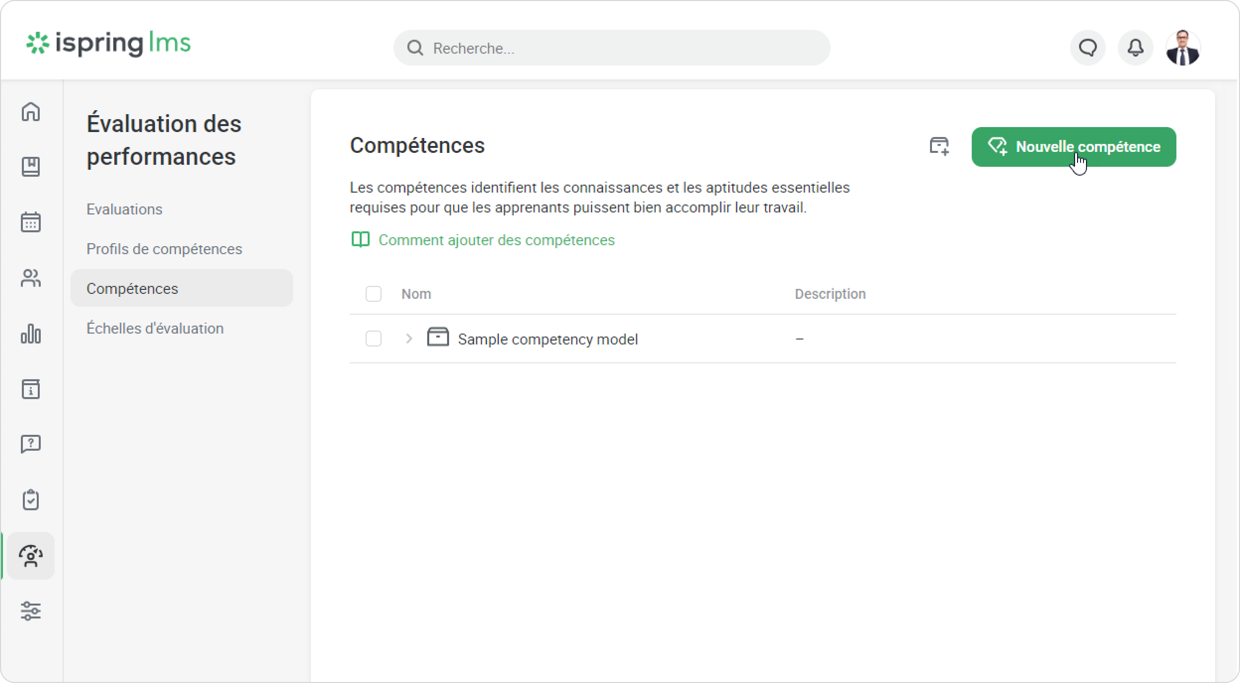 Nouvelle compétence dans iSpring LMS Faire une évaluation à 360 degrés